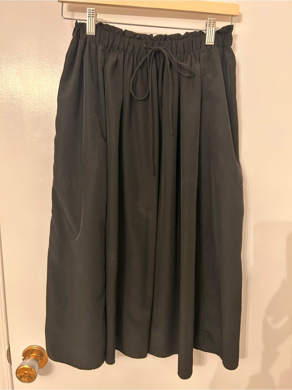 Joe Fresh Black Drawstring Waist Midi Skirt